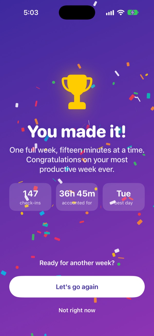 Week complete celebration